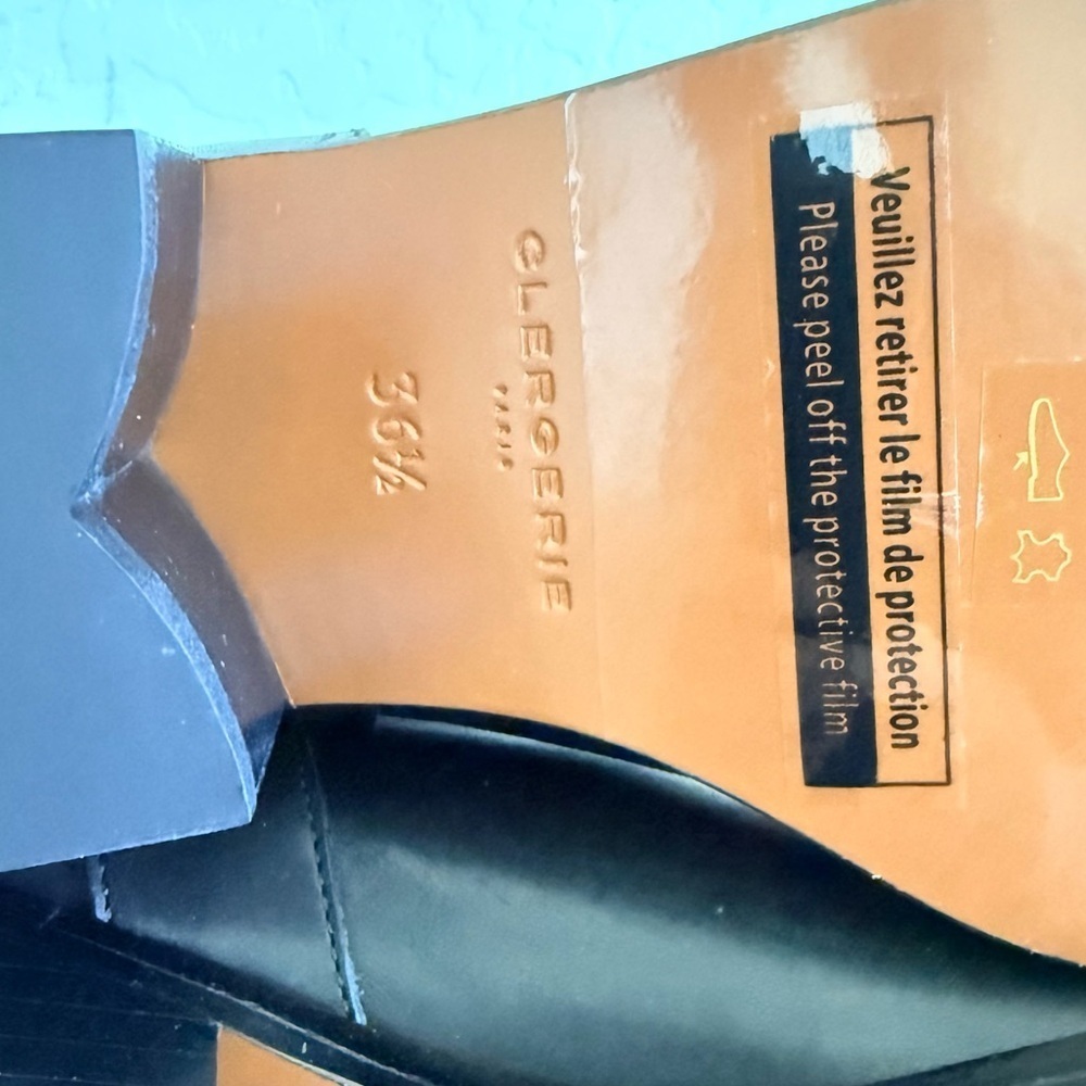 New Robert Clergerie Black Leather Block Heel Almond Toe Lida Boots Size EU 36.5 - Picture 7 of 7